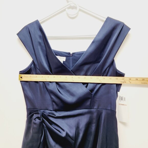 Maggy London Navy Blue Bridesmaid / Formal Dress Sleeveless Size 12 satin New - Picture 4 of 13